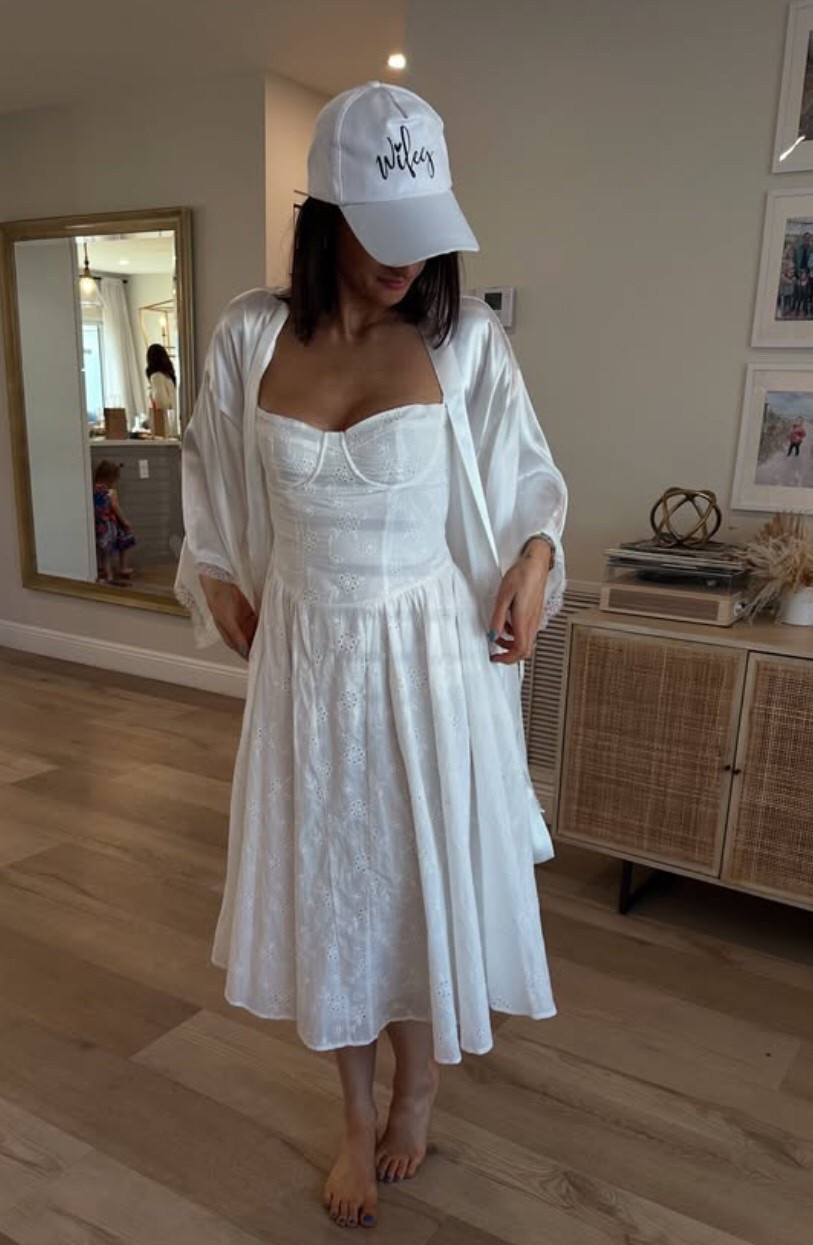 Bridal shower perfection! 🤍 This gorgeous white eyelet dress paired a cute "Wifey" hat is just adorable. 
#BridalShower #SummerBride #LTKBridal 


#LTKSeasonal #LTKStyleTip #LTKWedding