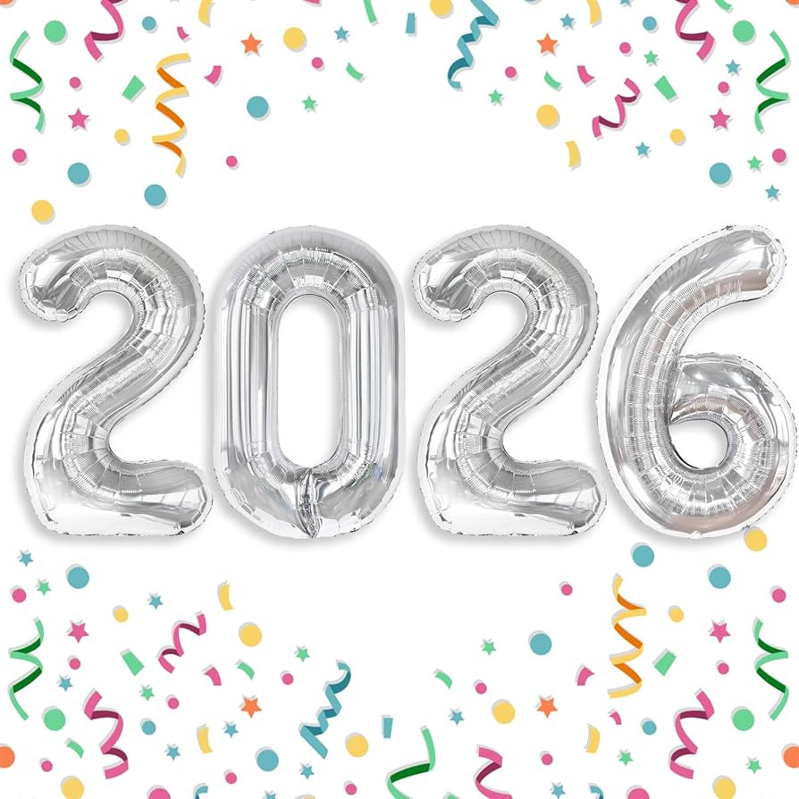 2026 Balloons Silver 2026 Balloon Numbers - 40 Inch Happy New Year Foil Balloons 2026 for New Yea... | Amazon (US)
