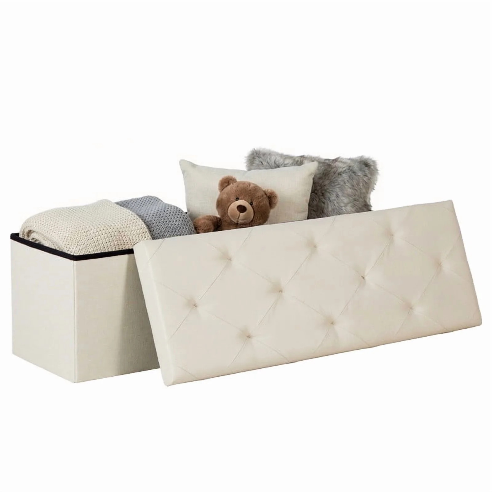 Gianna 43 Inches Folding Storage Ottoman Bench, Storage Chest, Foot Rest Stool, Bedroom Bench wit... | Walmart (US)