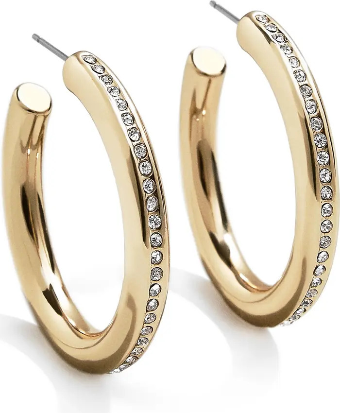 BaubleBar Inset Crystal Hoop Earrings | Nordstrom | Nordstrom