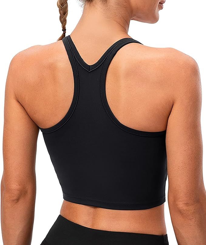 Lavento Women's Racerback Sports Bra Yoga Crop Top with Built in Bra | Amazon (US)