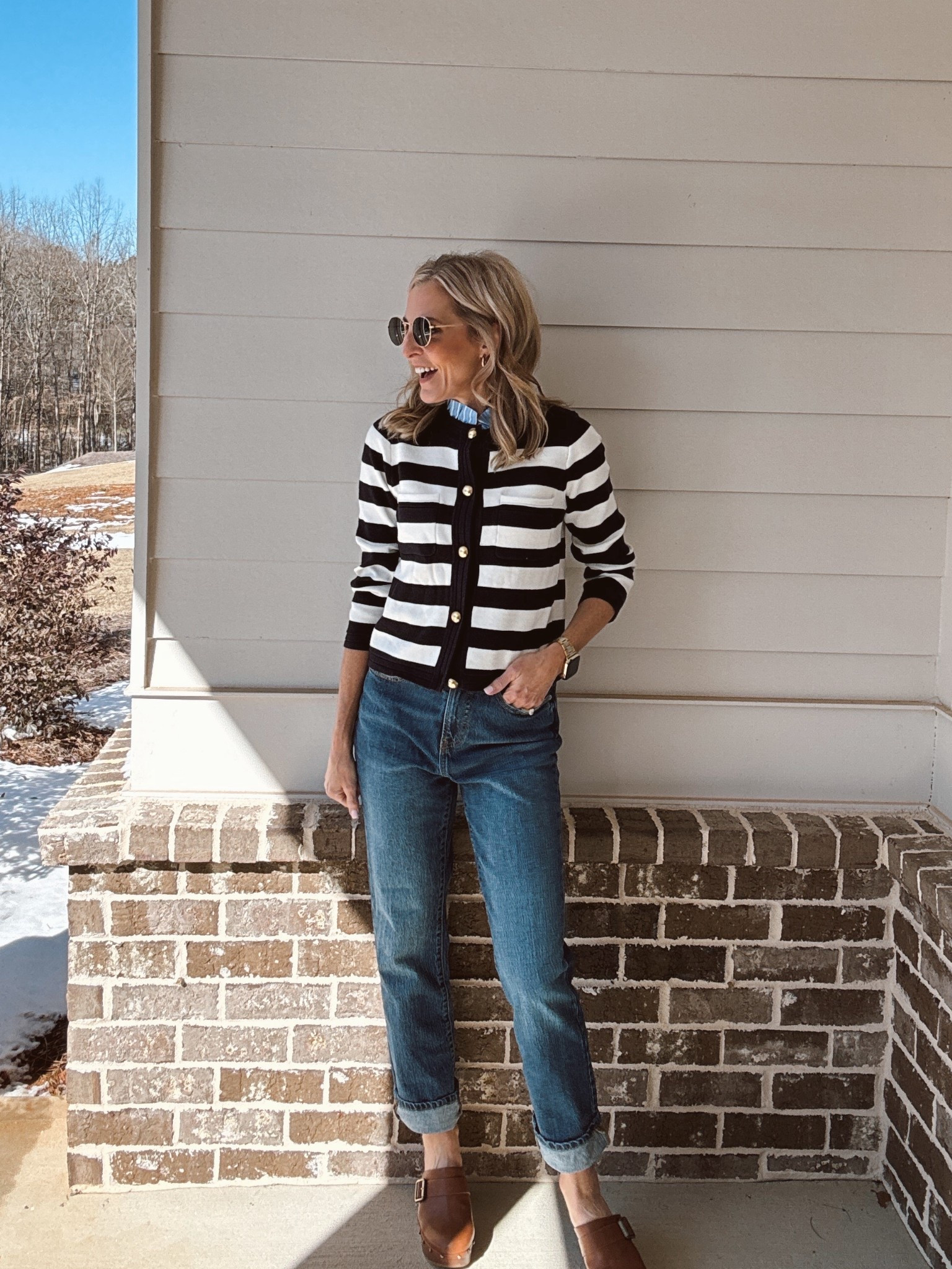 A layered shirt and sweater!! a stylus way to shake up your sweater drawer. This cardigan can be worn, buttoned up or open either way it’s sure to steal the show comes into colors. I loved it in the fall and so thankful they brought it back in the spring, I am wearing the size small. Jeans are also linked - I’ve bought them three times. (I rolled the cuff) 

#LTKdayinmylife #LTKgrwm #LTKValentine