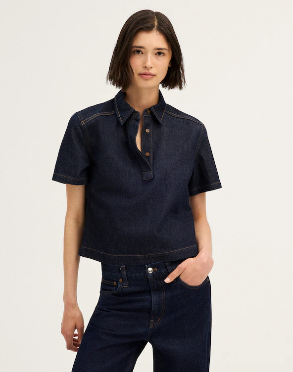 Denim Boxy Polo Shirt | Madewell