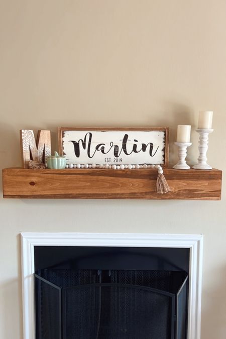 DIY custom stained wood fireplace mantle 

#LTKhome
