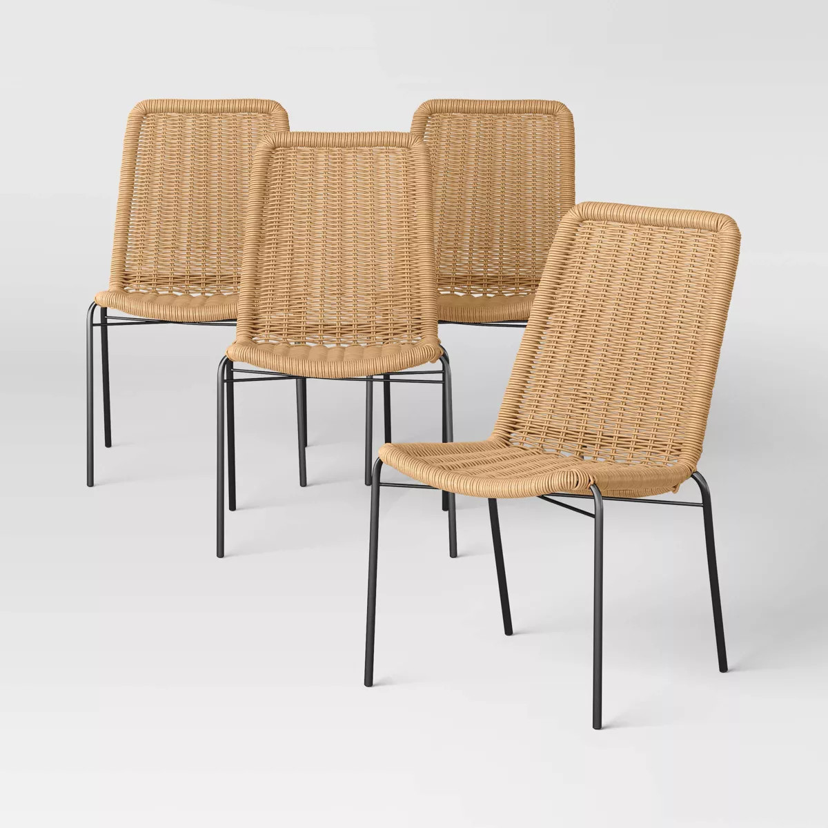 4pc Wicker Stack Armless Patio Dining Folding Chairs Brown - Threshold™ | Target