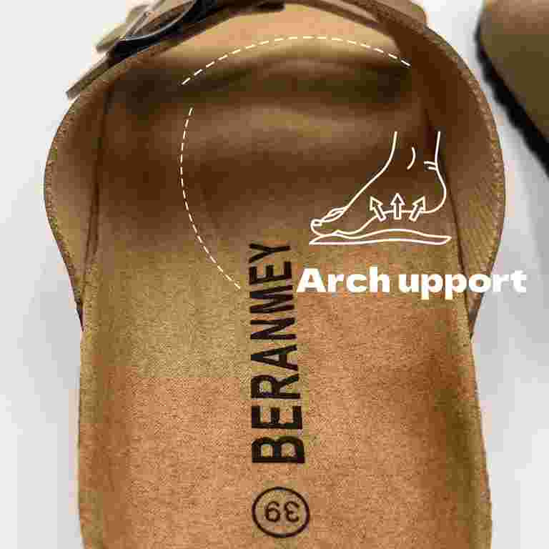 BERANMEY Unisex Cork Footbed Sandal for Womens Flat Slide Sandals Cork Footbed 2 Straps Adjustabl... | Walmart (US)