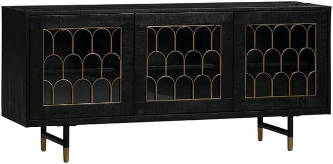 TOV Furniture The The Gatsby Collection Art Deco Brass Dark Acacia Wood Buffet Table with Tempere... | Amazon (US)