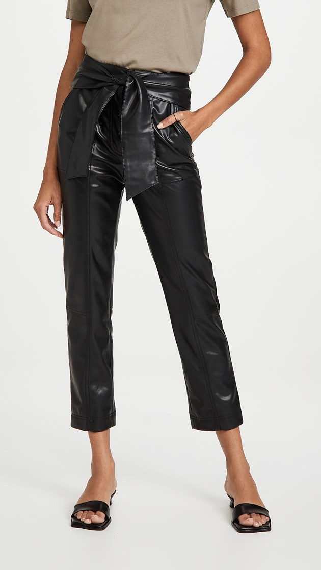 Tessa Vegan Leather Tie Waist Pants | Shopbop
