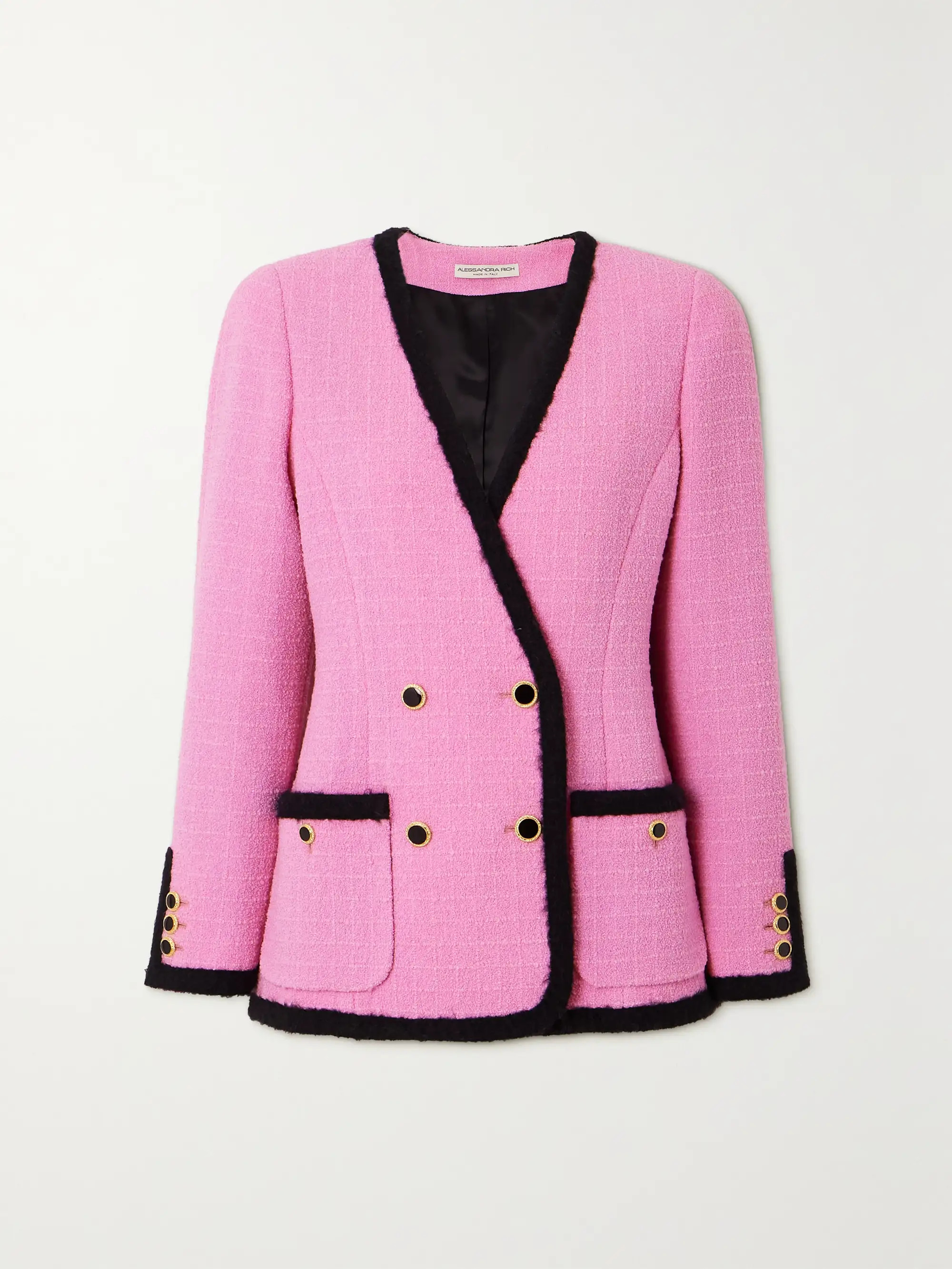 Double-breasted piped wool-blend bouclé-tweed jacket | NET-A-PORTER (UK & EU)