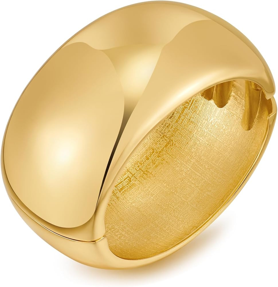 Chunky Gold Cuff Bracelets for Women Wide Gold Bangle Bracelet Hammered Open Wrist Cuff Bracelet ... | Amazon (US)