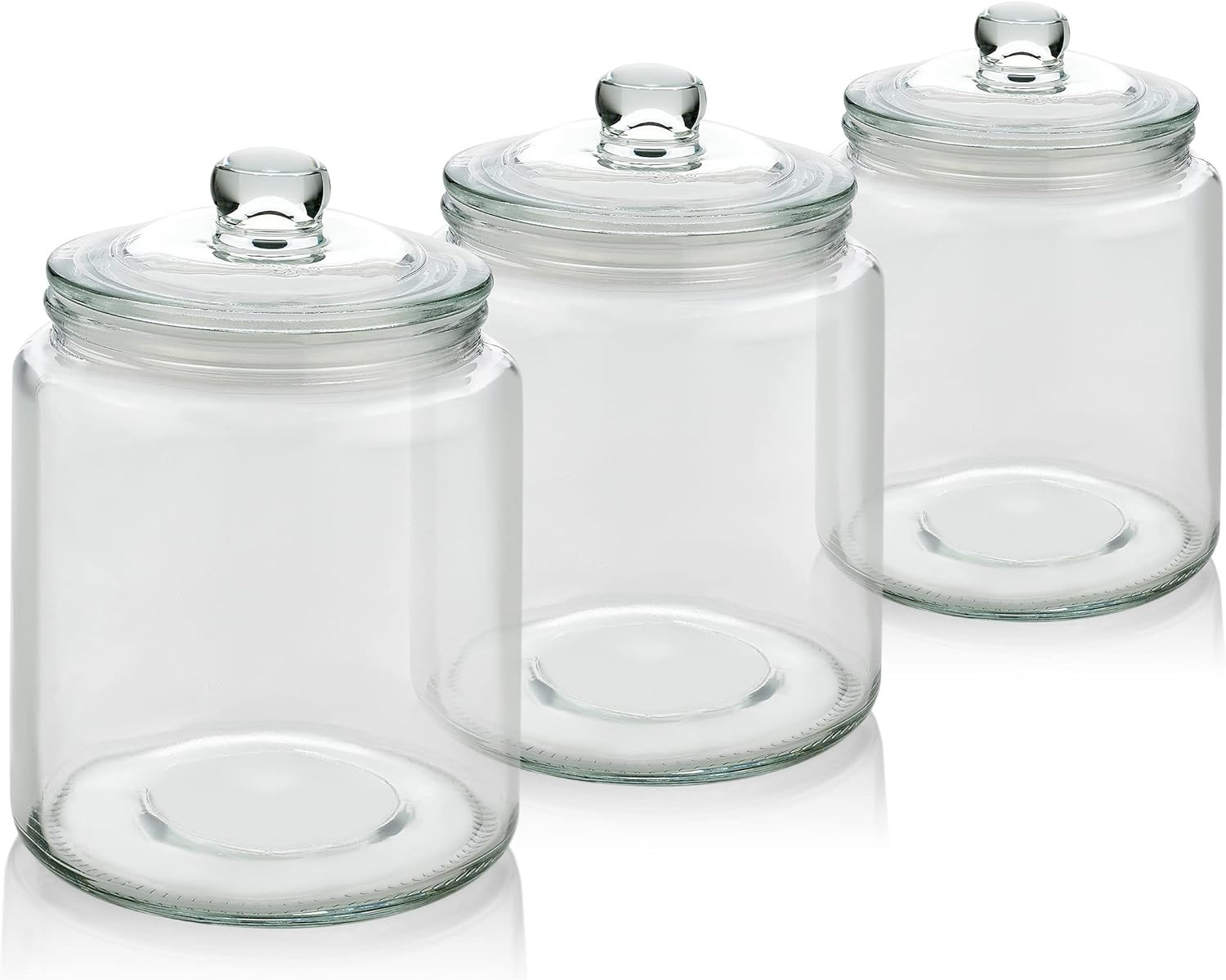 3 Pc 30oz Clear Glass Storage Jar with Lids - Airtight Food Jars - Glass Kitchen Containers for P... | Amazon (US)