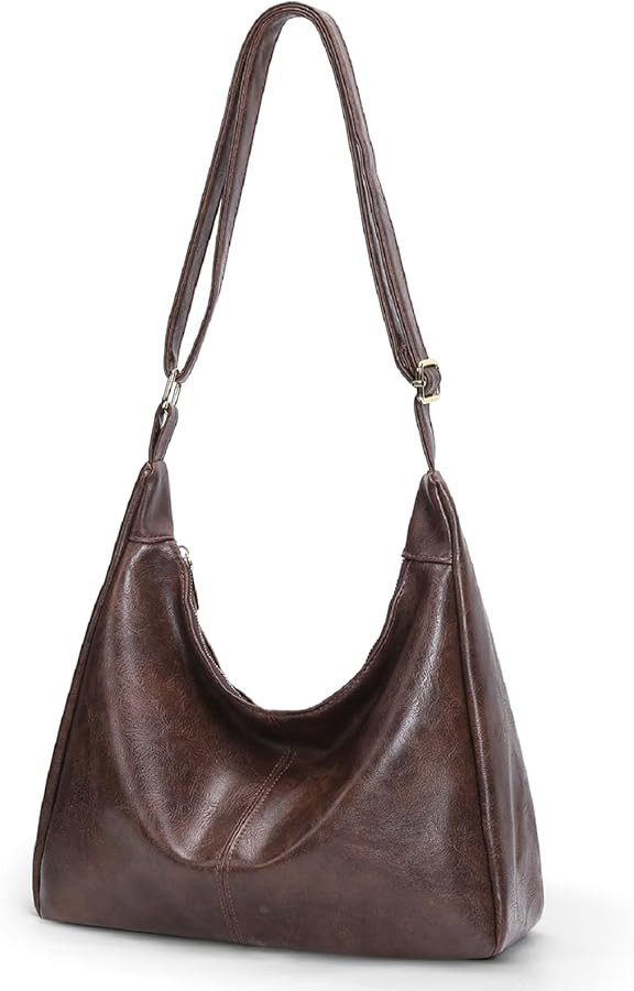 Slouchy Hobo Bags for Women,Brown Leather Shoulder Bag Everyday Purse Daily Commuting Bag Fall Ha... | Amazon (US)