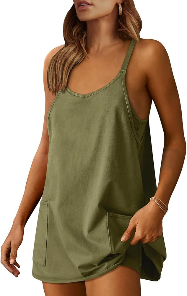 Caracilia Womens Summer Mini Dress 2024 Casual Sleeveless Spaghetti Strap Sundress Trendy Short T... | Amazon (US)