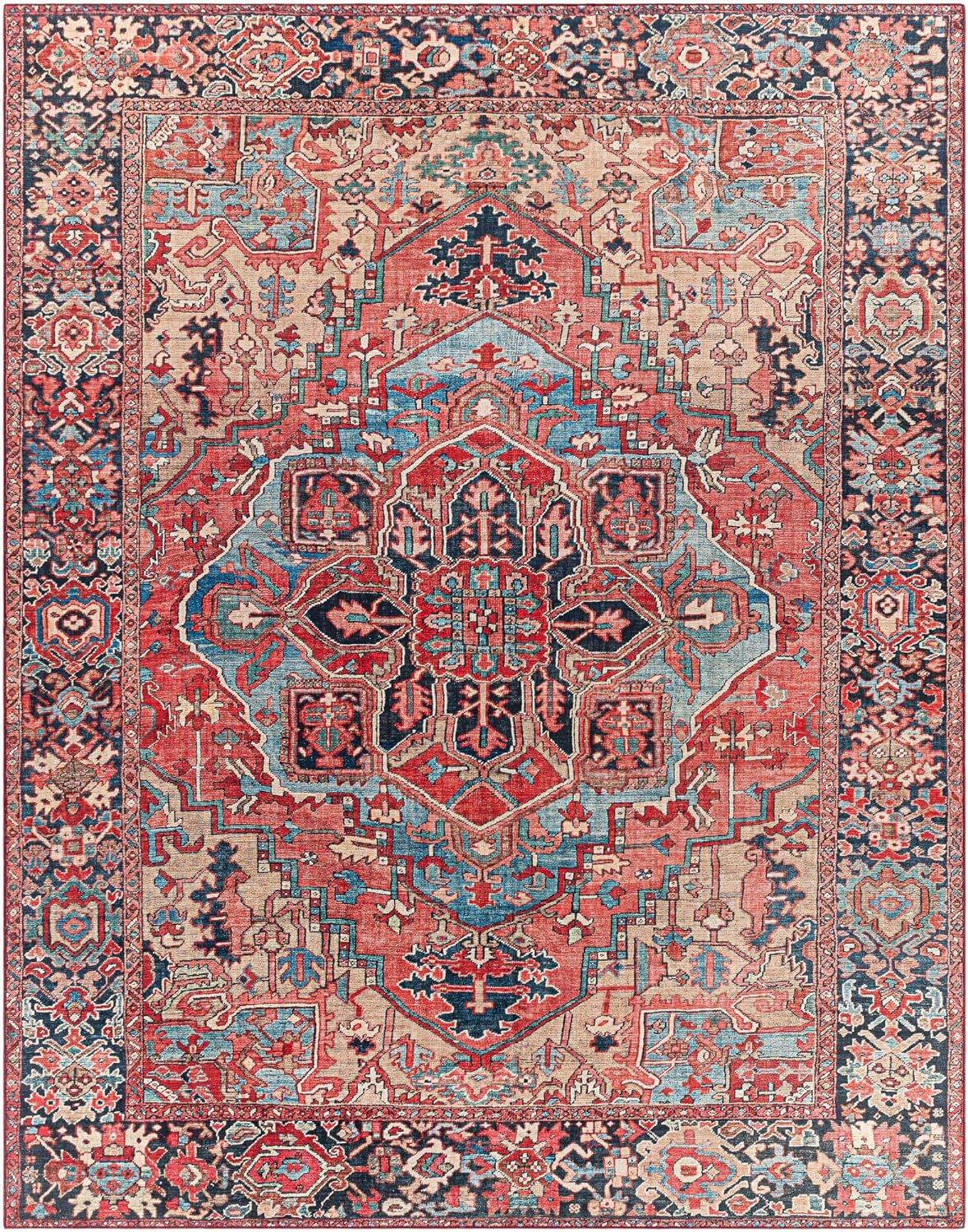 Artistic Weavers Reeta Printed Medallion Area Rug,7'6" x 9'6",Bright Red/Wheat | Amazon (US)