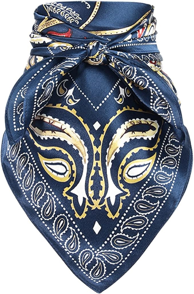GERINLY 100% Silk Wild Rag 27 Inch Print Cowboy Neckerchief Large Mulberry Head Bandana Headband ... | Amazon (US)