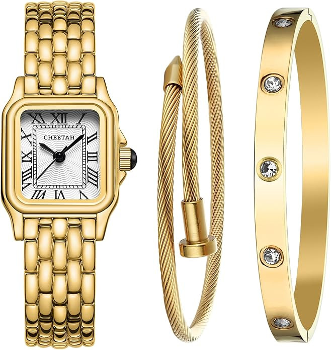 CHEETAH Women’s Gold Bangle Watch and Bracelet Set | Amazon (US)