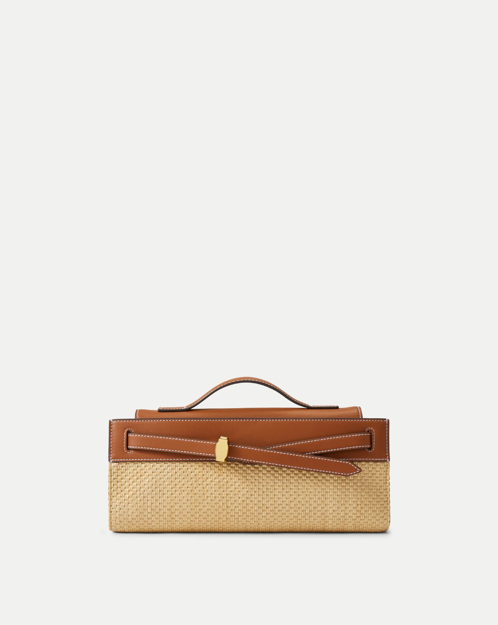 Veronica Beard Raffia Dash Clutch in Tan Leather Hazelwood/Natural | Veronica Beard | Veronica Beard