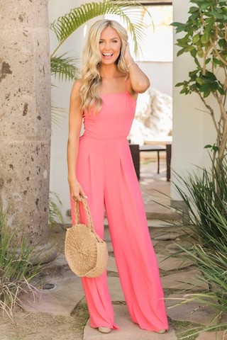 One Perfect Moment Jumpsuit Hot Pink | The Pink Lily Boutique