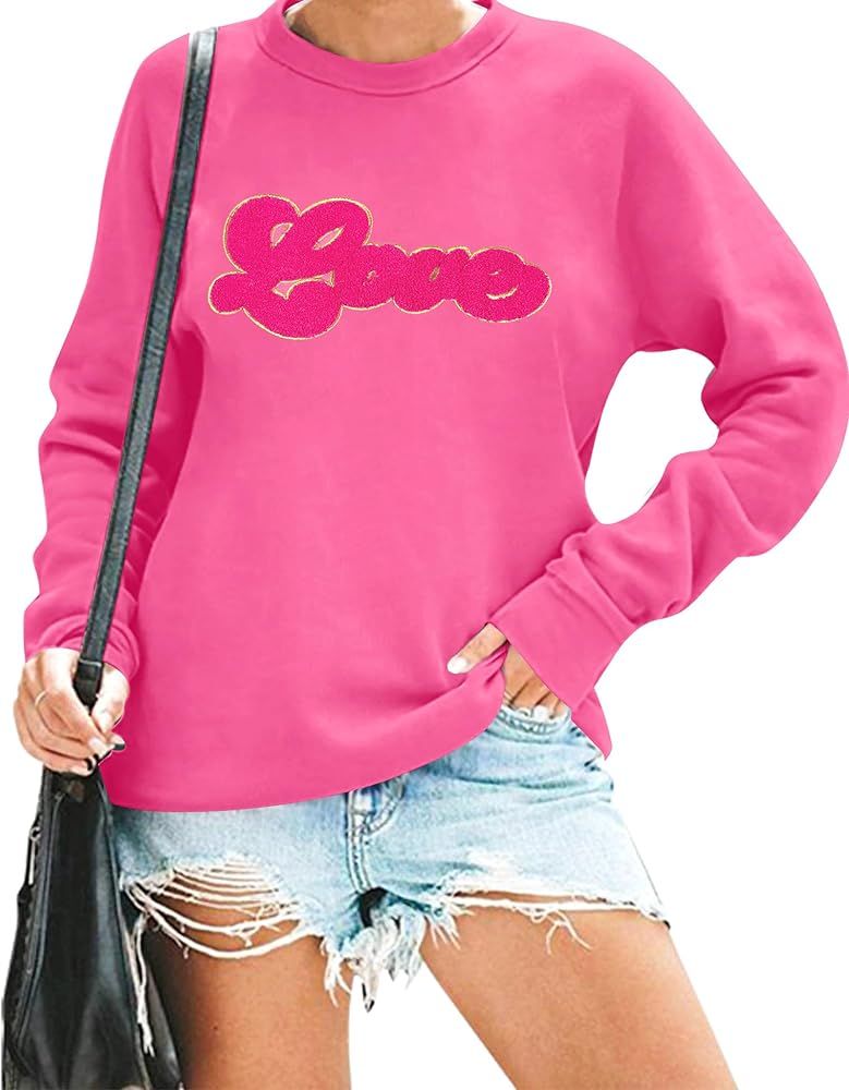 FAYALEQ Valentine's Day Sweatshirt Women: Love Heart Shirt Lover Gift Shirt I Love You More Shirt... | Amazon (US)