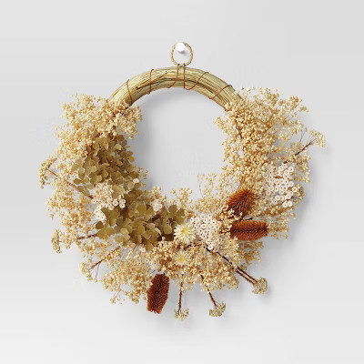 Asymmetrical Floral Preserved Fall Wreath - Threshold™ | Target