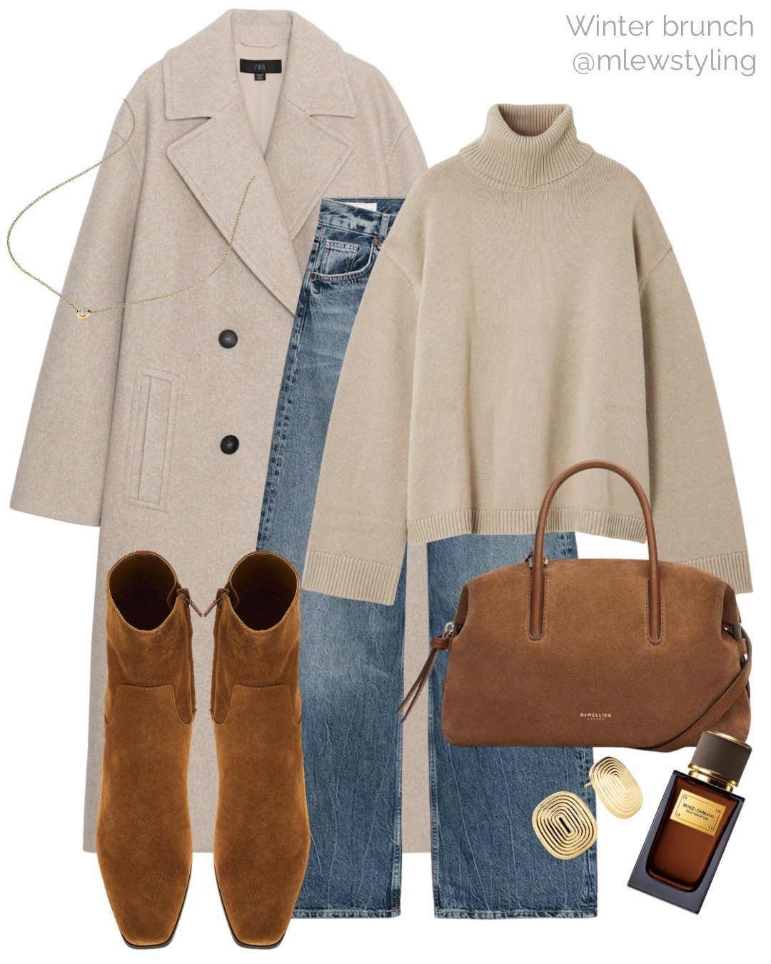 What to wear for winter brunch 🤎

Tags: Zara winter coat, cashmere turtleneck sweater, wide leg jeans, brown suede boots, DeMellier tote bag, Mejuri gold earrings, Sephora dolce & gabbana perfume, the Frankie shop turtleneck sweater, wool jumper, elevated winter outfit 