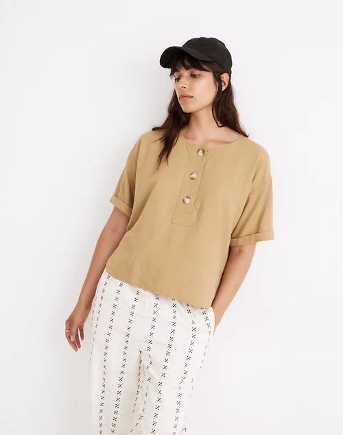 Linen-Blend Henley Slouch Shirt | Madewell
