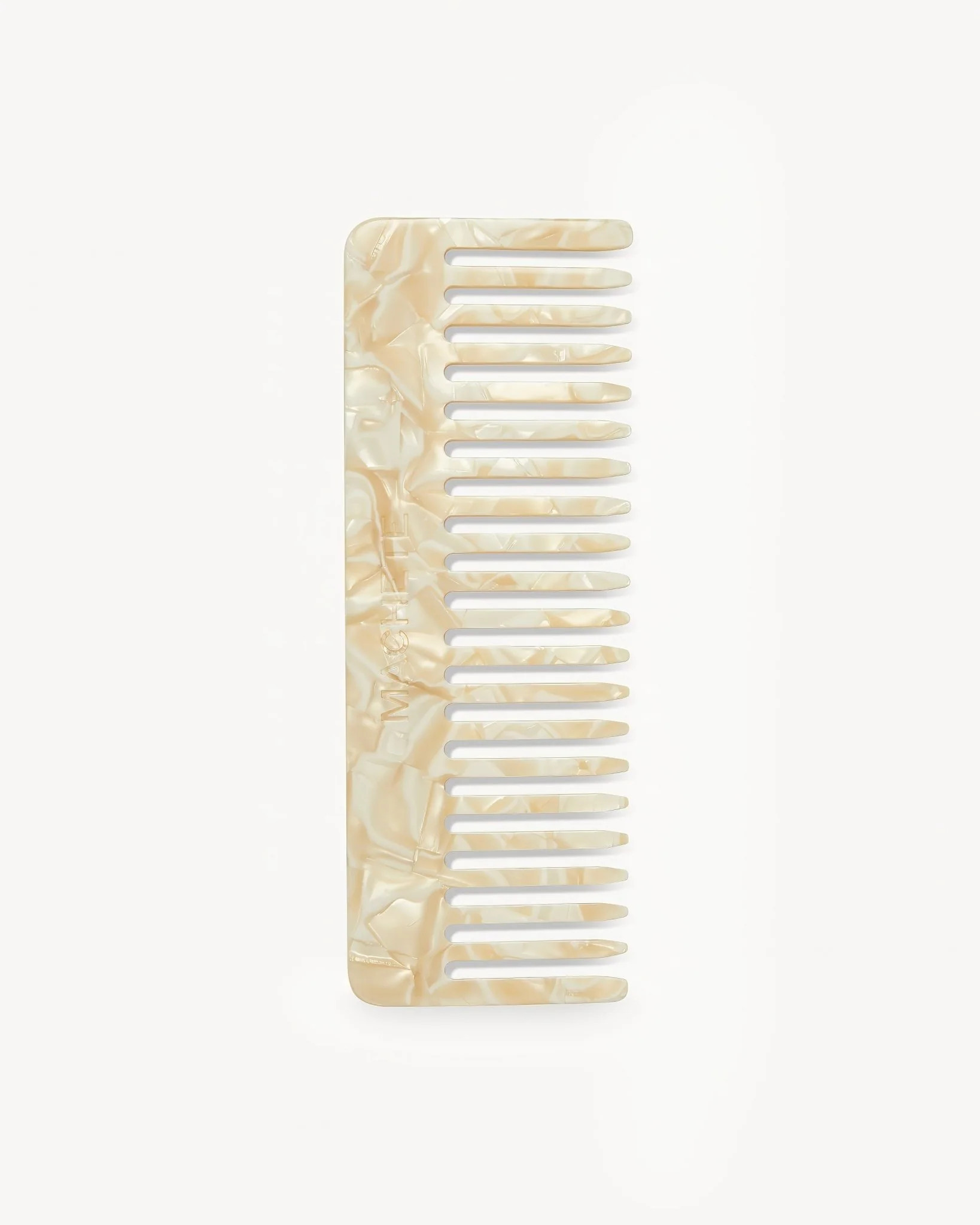 Machete No. 2 wide-tooth comb in ivory, white and cream acetate. | Machete