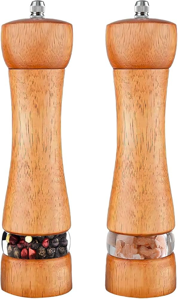 Salt and Pepper Grinder Set - 2 Pack Wooden Salt and Pepper Mill Sets with Adjustable Coarseness ... | Amazon (US)