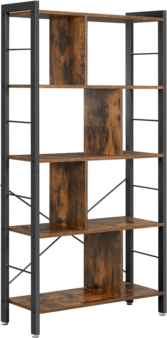 VASAGLE ALINRU Bookcase, 4-Tier Industrial Bookshelf, Floor Standing Storage Rack in Living Room ... | Amazon (US)