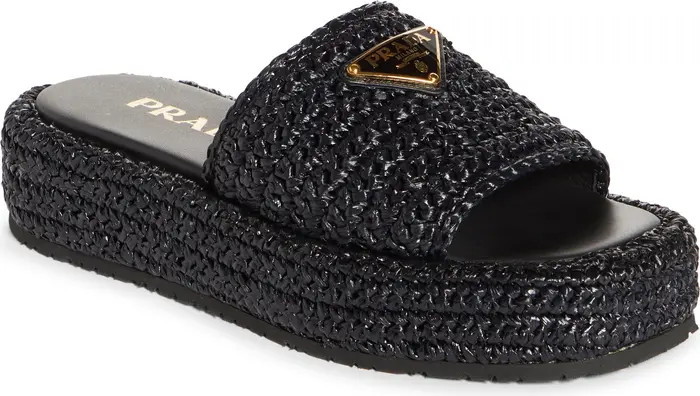 Raffia Flatform Slide Sandal (Women) | Nordstrom