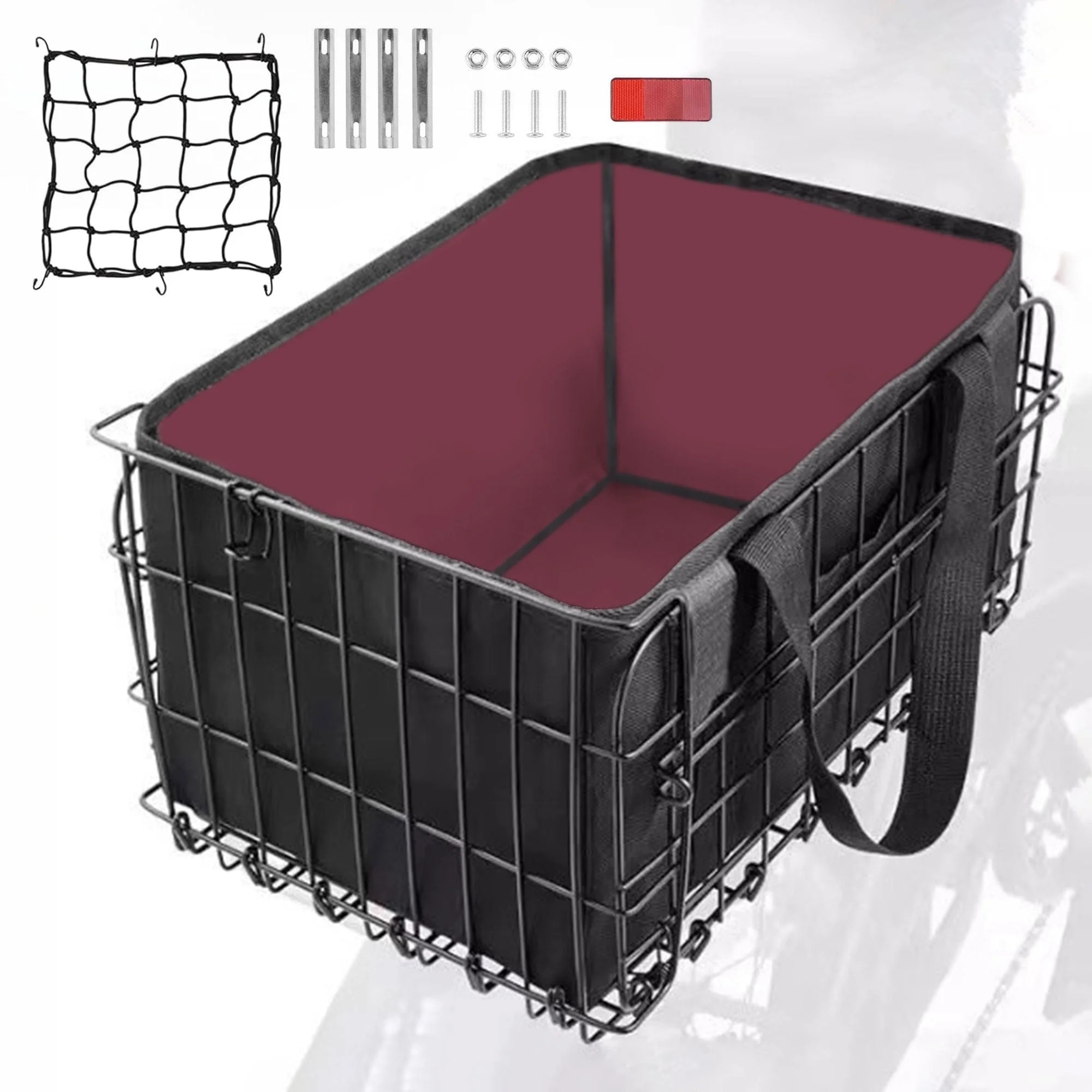 Semfri Black Bicycle Rear Basket with Removable Liner Bag – Foldable, Large-Capacity Metal Carg... | Walmart (US)