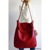 Red Leather Tote Bag Minimalist Structured Handbag | Etsy (US)