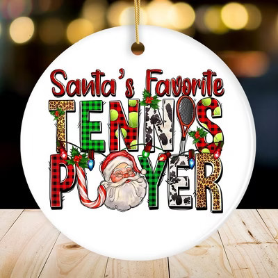 Santa’s Favorite Tennis Player Christmas Ornament White 3 | Target