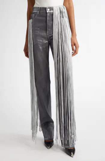 Area Metallic Fringe Straight Leg Jeans | Nordstrom | Nordstrom