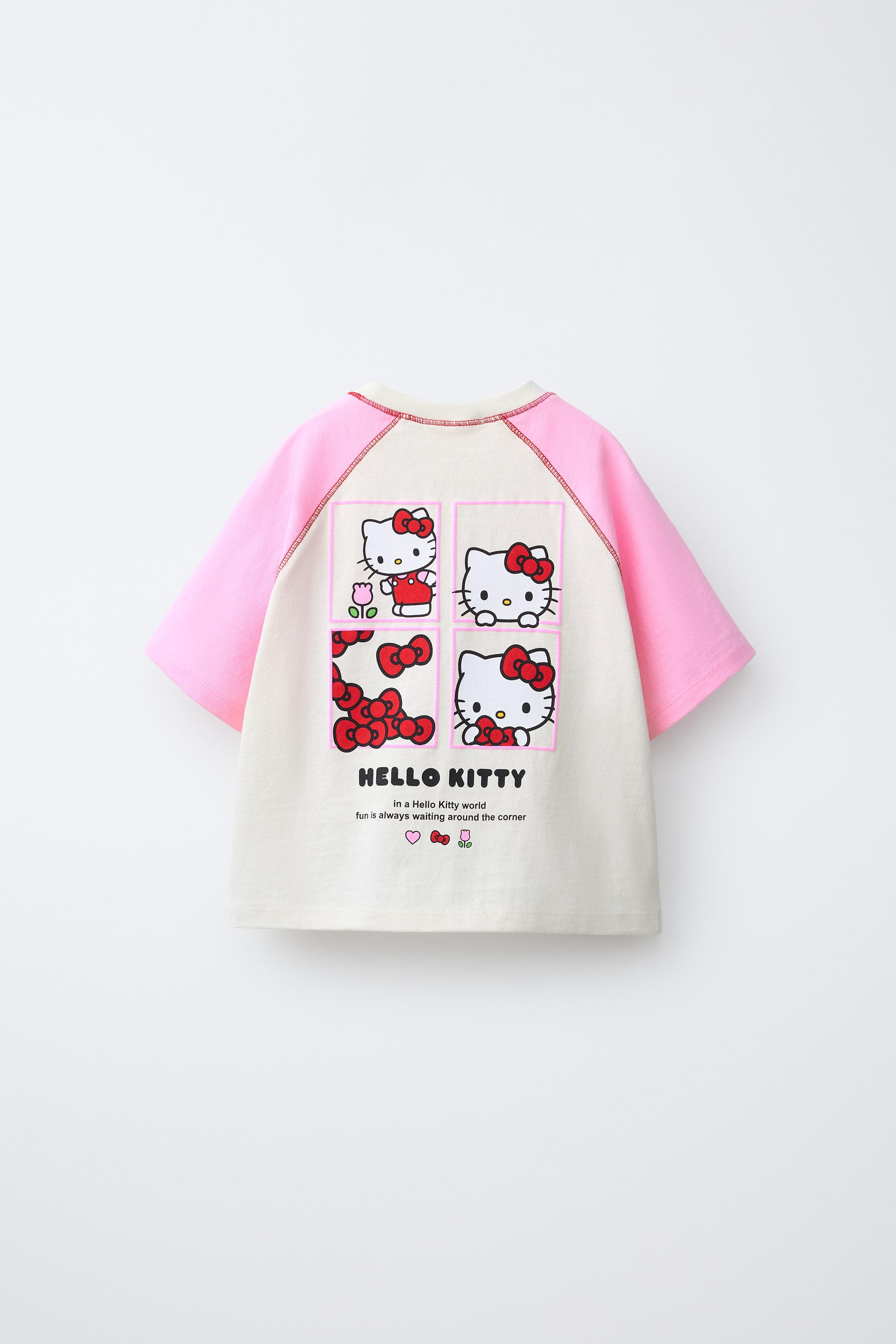 CONTRASTING RAGLAN SLEEVE HELLO KITTY \u00a9 SANRIO T-SHIRT | Zara US