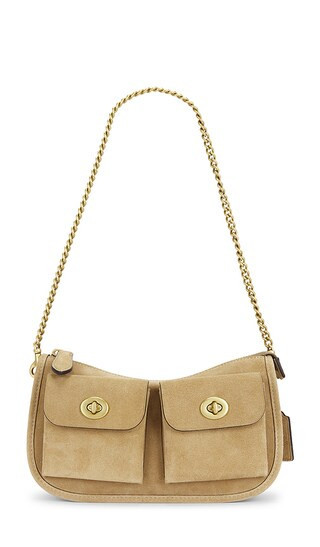 Coach Originals Suede Twin Turnlock Waverly Shoulder Bag in Beige. | Revolve Clothing (Global)