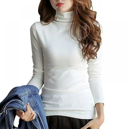 UP TO 15% OFF! Women s Long Sleeve Turtleneck Lightweight Tops Basic Soft Pullover Mock Neck Shirt W | Walmart (US)