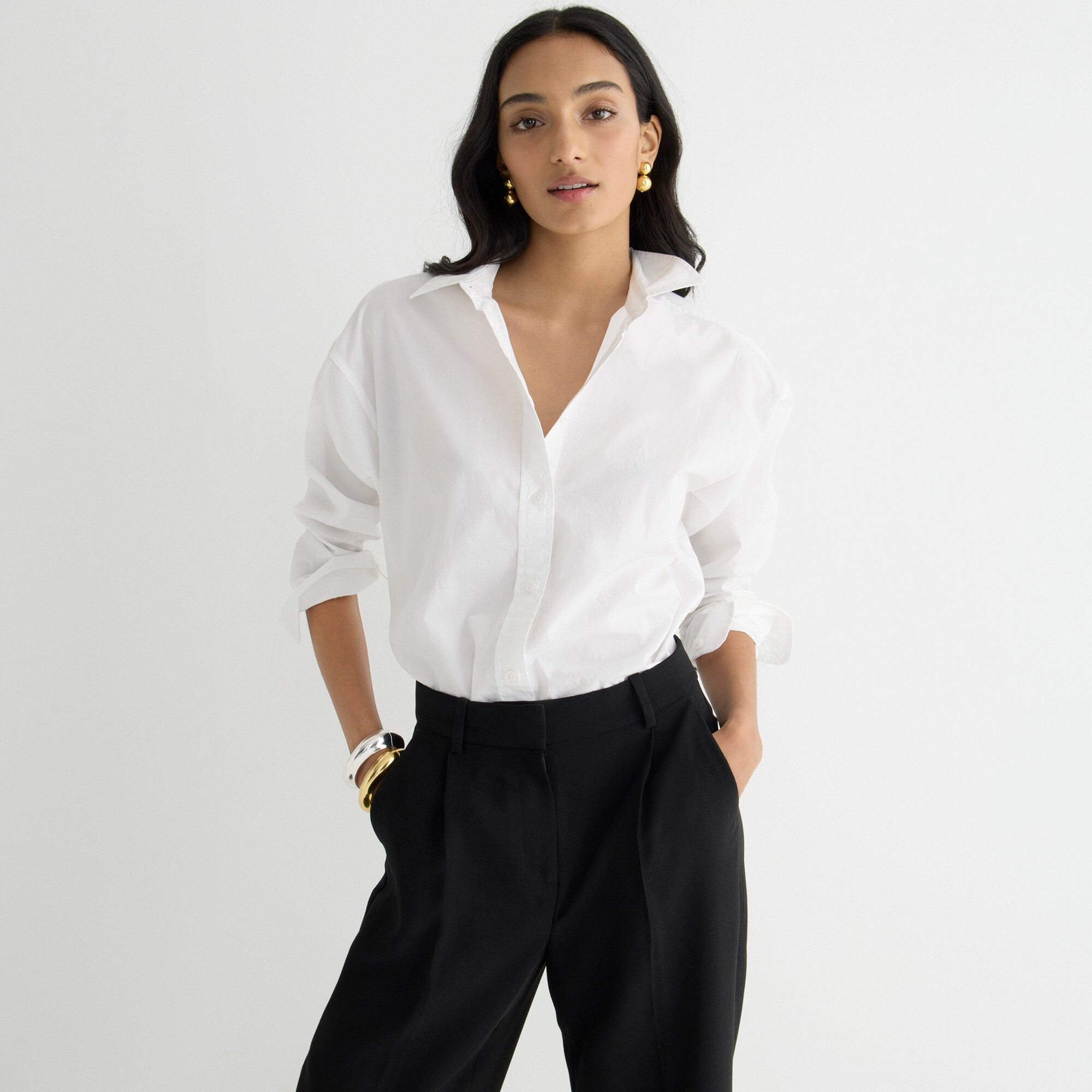 Relaxed-fit crisp cotton poplin shirt | J. Crew US