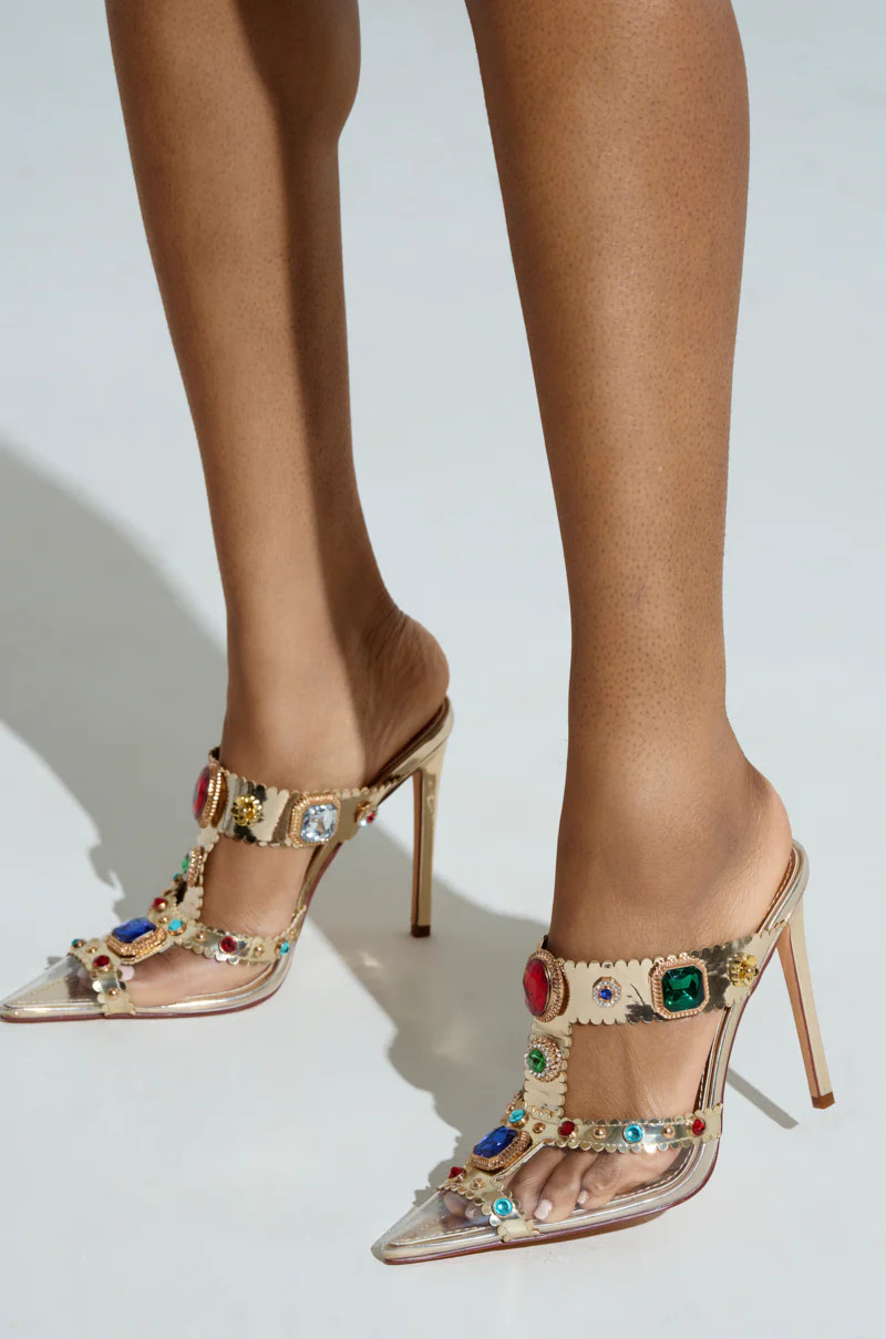 AZALEA WANG ZYA MULTI GOLD EMBELLISHED PVC PUMP | AKIRA