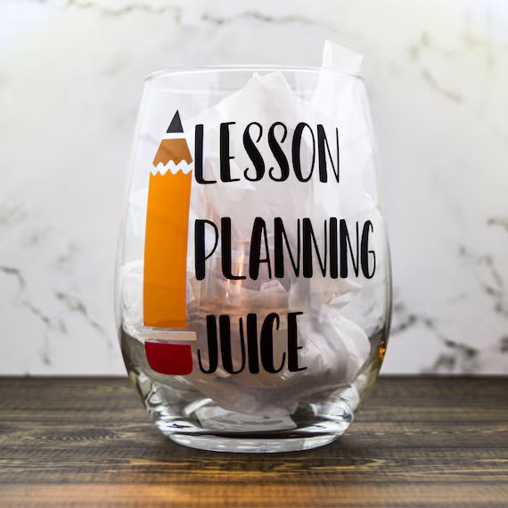 Teacher Wine Glasses/glass Lesson Planning Juice/pencil | Etsy | Etsy (US)