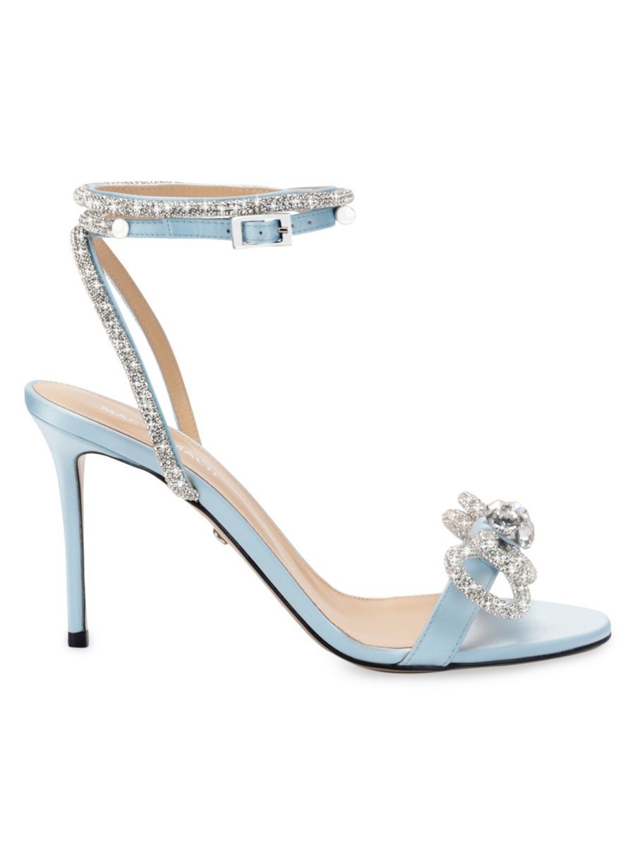 Double-Bow Embellished Satin Ankle Sandals | Saks Fifth Avenue