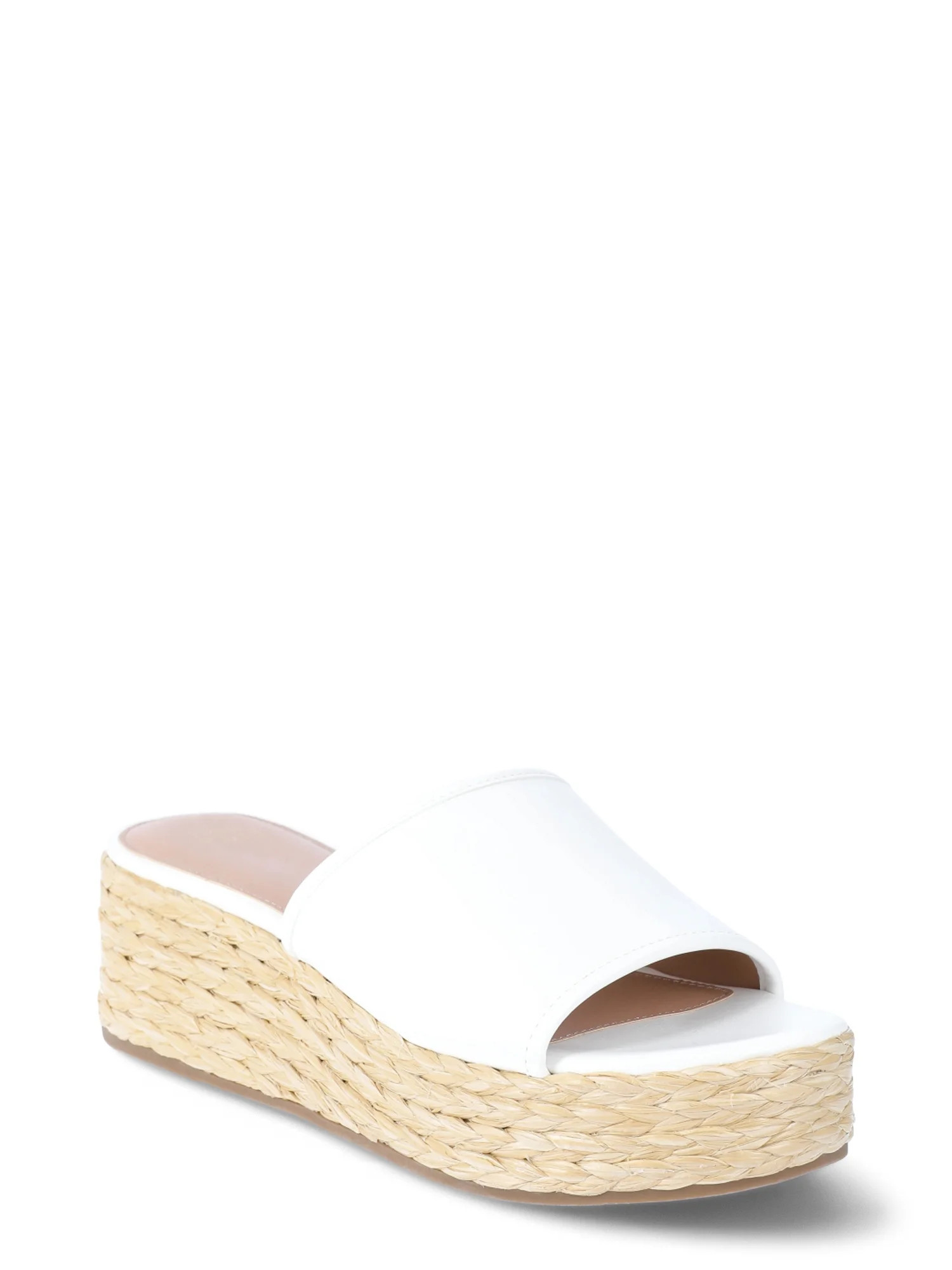 Time and Tru Women's Raffia Platform Slide Sandals | Walmart (US)