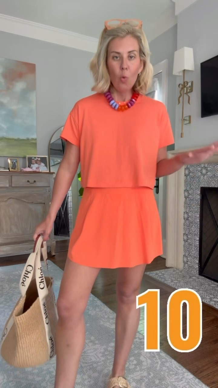 Style tip…athleisure is not just for athletics or just leisure! We are styling this set with a fun necklace & cute sandal. This skirt has the perfect amount of compression & such a flattering look! 
Pleated Skort - small
Cropped Tank - small
Cropped Tee - small 
Sleeveless 1/2 Zip - xs
Leggings - 7/8 small
Cotton Skort - small
Cami Dress - small 

 

 #LTKfitnessgoals #LTKmorningroutine #LTKSaleAlert
