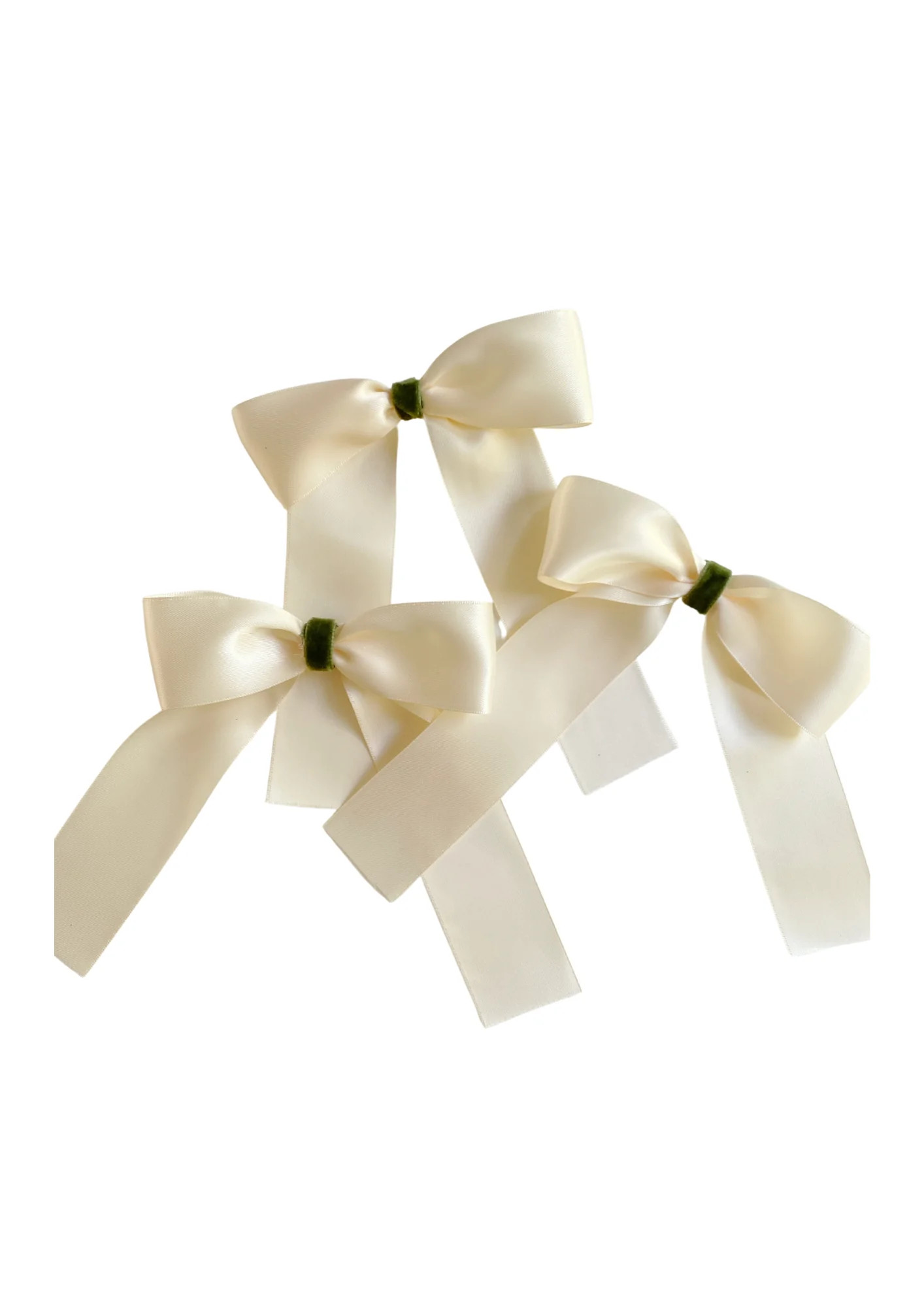 Ivory and Sage Green Christmas Bow Ornaments | Nicola Bathie Jewelry
