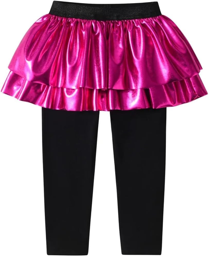 DXTON Toddler Girls Tutu Leggings with Skirt Stretchy Ruffle Capri Footless Skirted Pant Birthday... | Amazon (US)