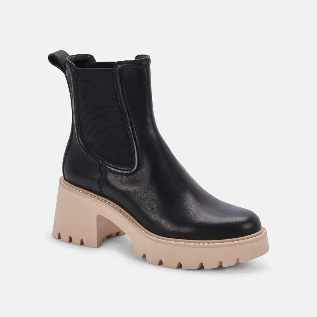 Women's Dolce Vita Hawk H2O Booties US 6 Black Leather Waterproof Boots ZPO3559 | Shop Simon