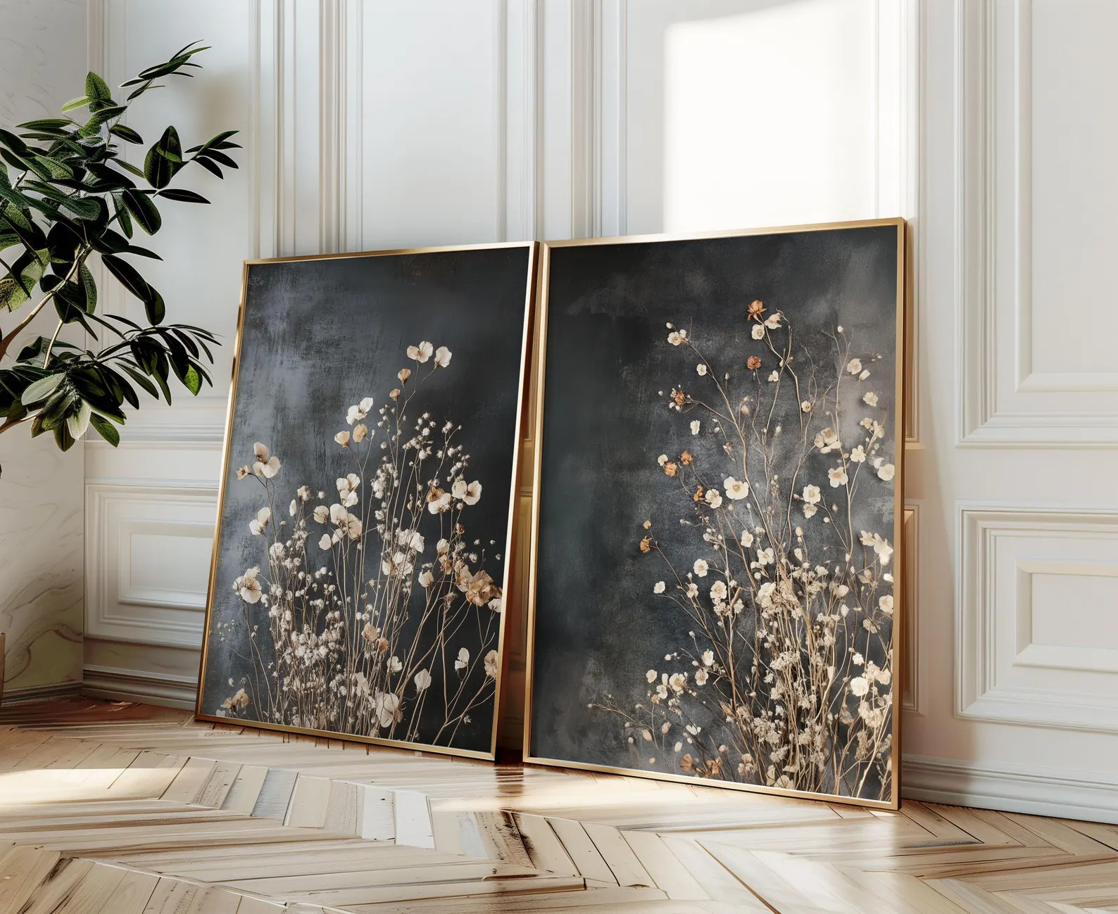 Dried Wildflower Wall Art, Vintage Botanical Landscape Sign, Floral Decor, Modern Farmhouse Canva... | Etsy (US)