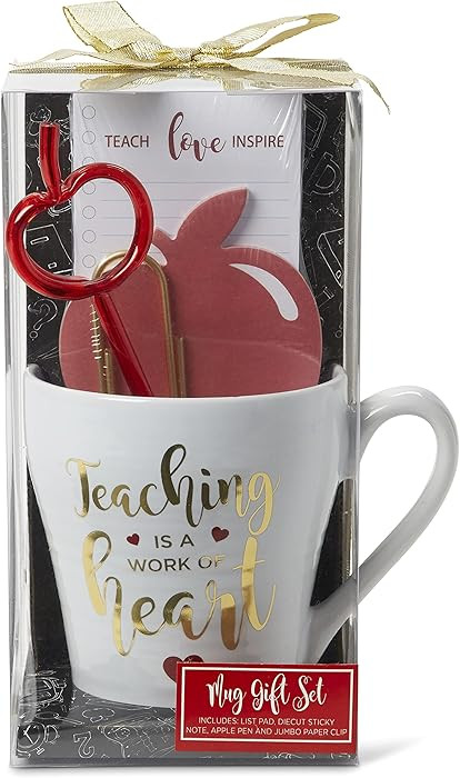 VOTUM Teacher Appreciation Gift for Women or Men - Bundle Includes Mug, Writing Pad, Apple-Shaped... | Amazon (US)