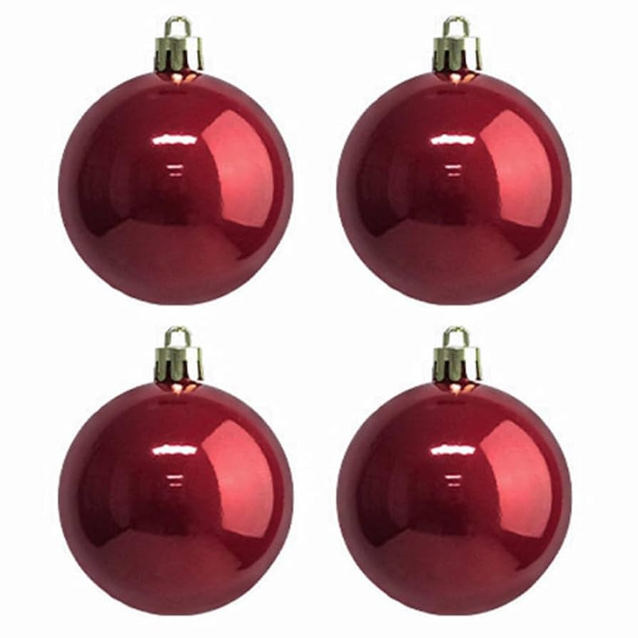 YYCRAFT 4ct Jumbo Burgundy Shiny Christmas Ball Ornaments 4 Inch for Xmas Tree Christmas Decorati... | Amazon (US)