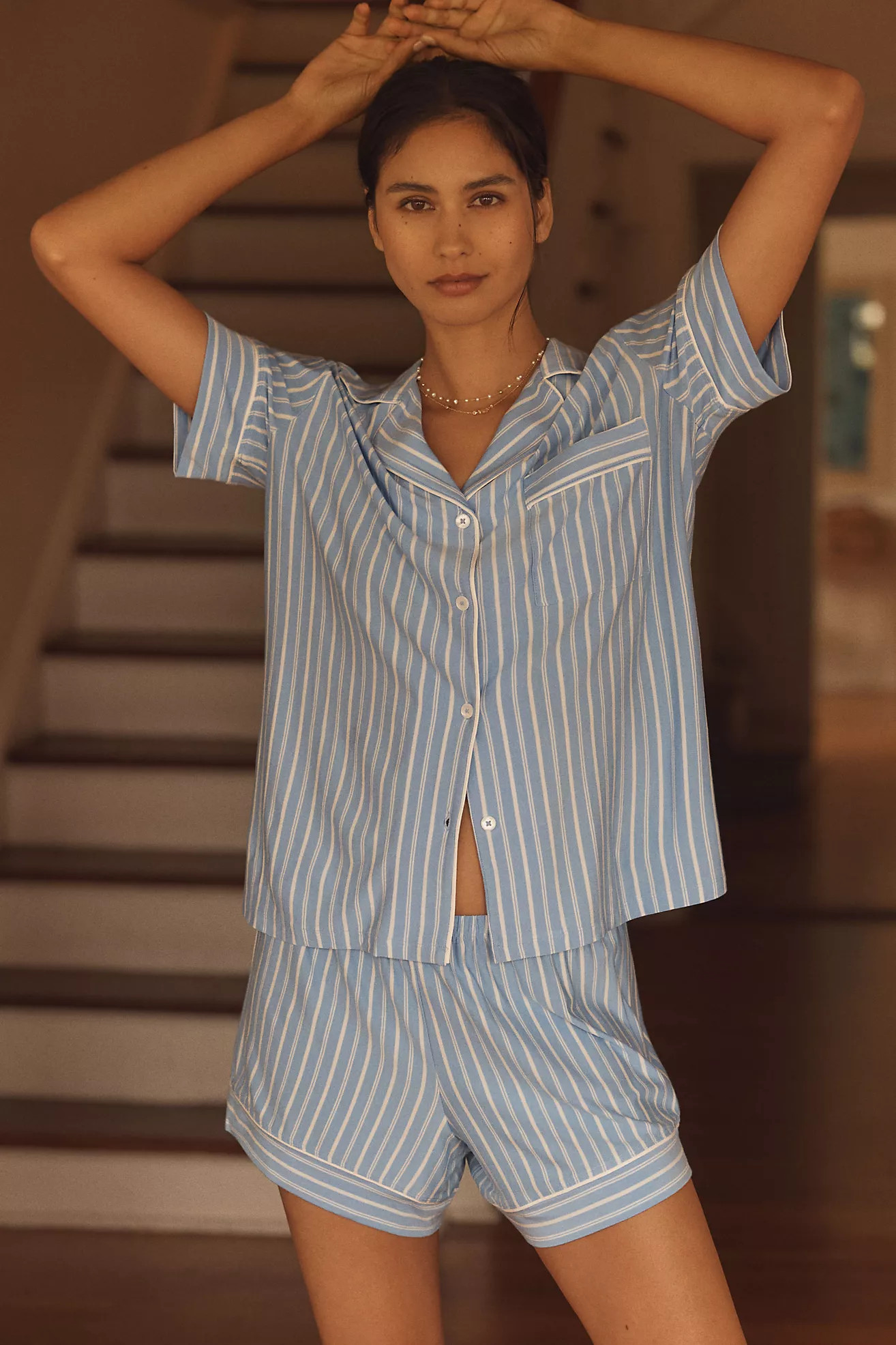 Eberjey Short-Sleeve Shorts Pajama Set | Anthropologie (US)
